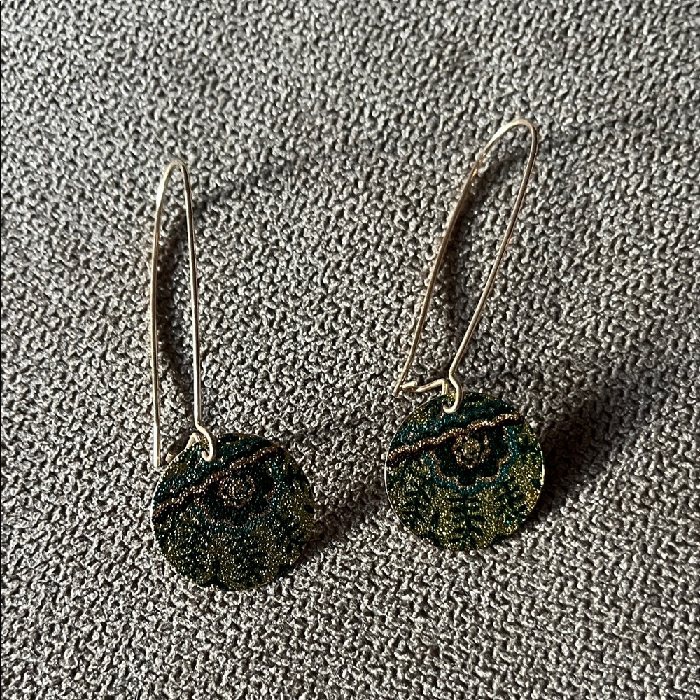 Elegant Green and Gold Earrings
